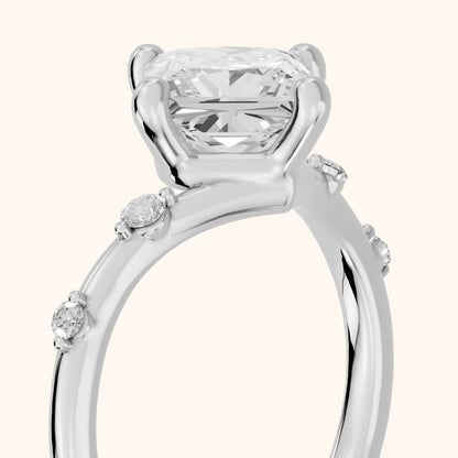 Klara Chevron Princess Diamond Engagement Ring in Silver - slant-view.webp