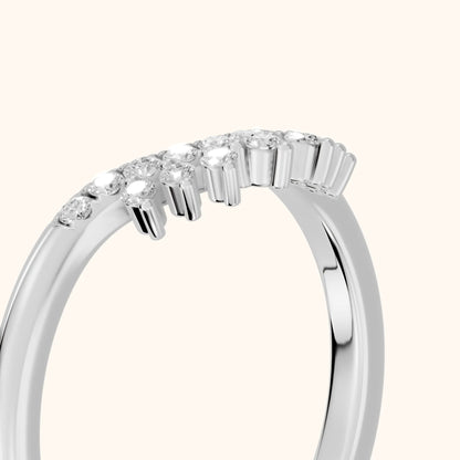 Sabina Curved Round Diamond Anniversary Ring in Platinum - slant-view