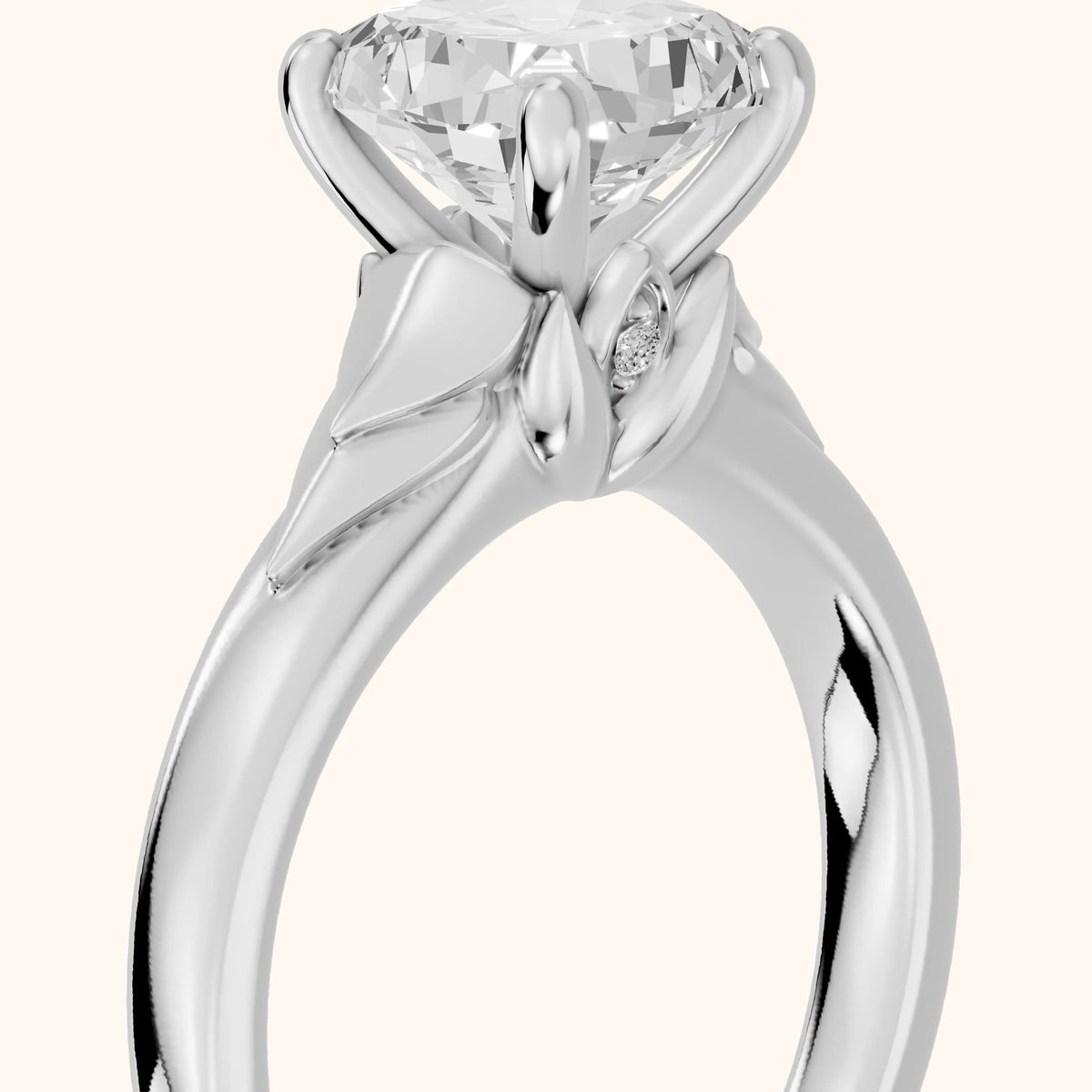 Jana Engraved Cushion Diamond Engagement Ring in Platinum - slant-view.webp