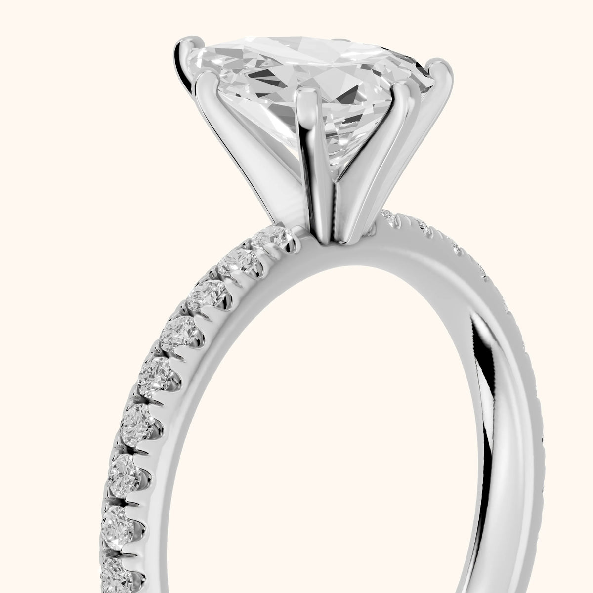 Saskia French Pavé Pear Diamond Engagement Ring in Silver - slant-view.webp