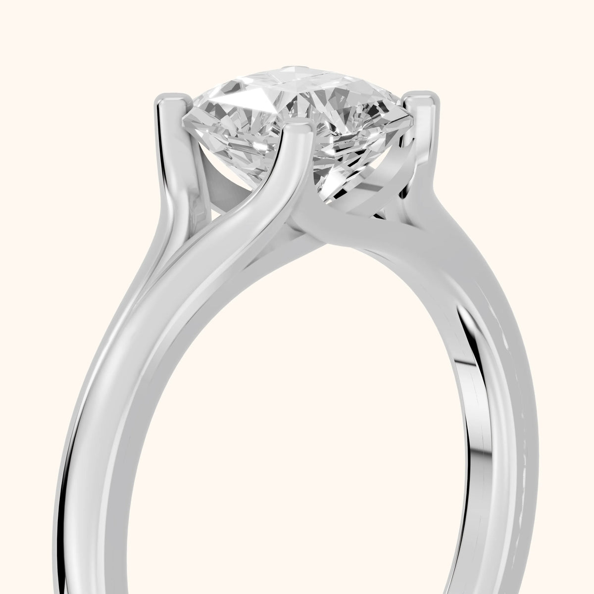 Nell Split Shank Solitaire Asscher Diamond Engagement Ring in Silver - slant-view.webp