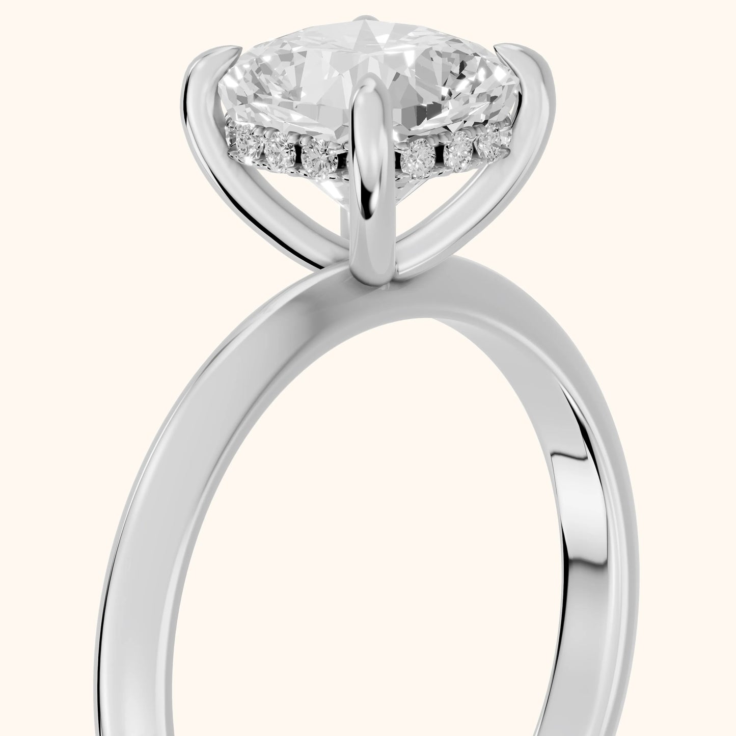 Amaya Hidden Halo Cushion Diamond Ring in Silver - slant-view.webp