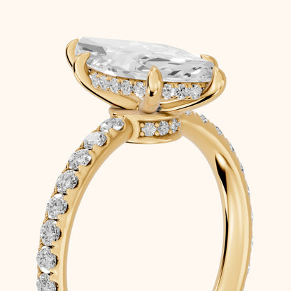 Thea Hidden Halo Pavé Marquise Diamond Engagement Ring in Yellow Gold - slant-view.webp