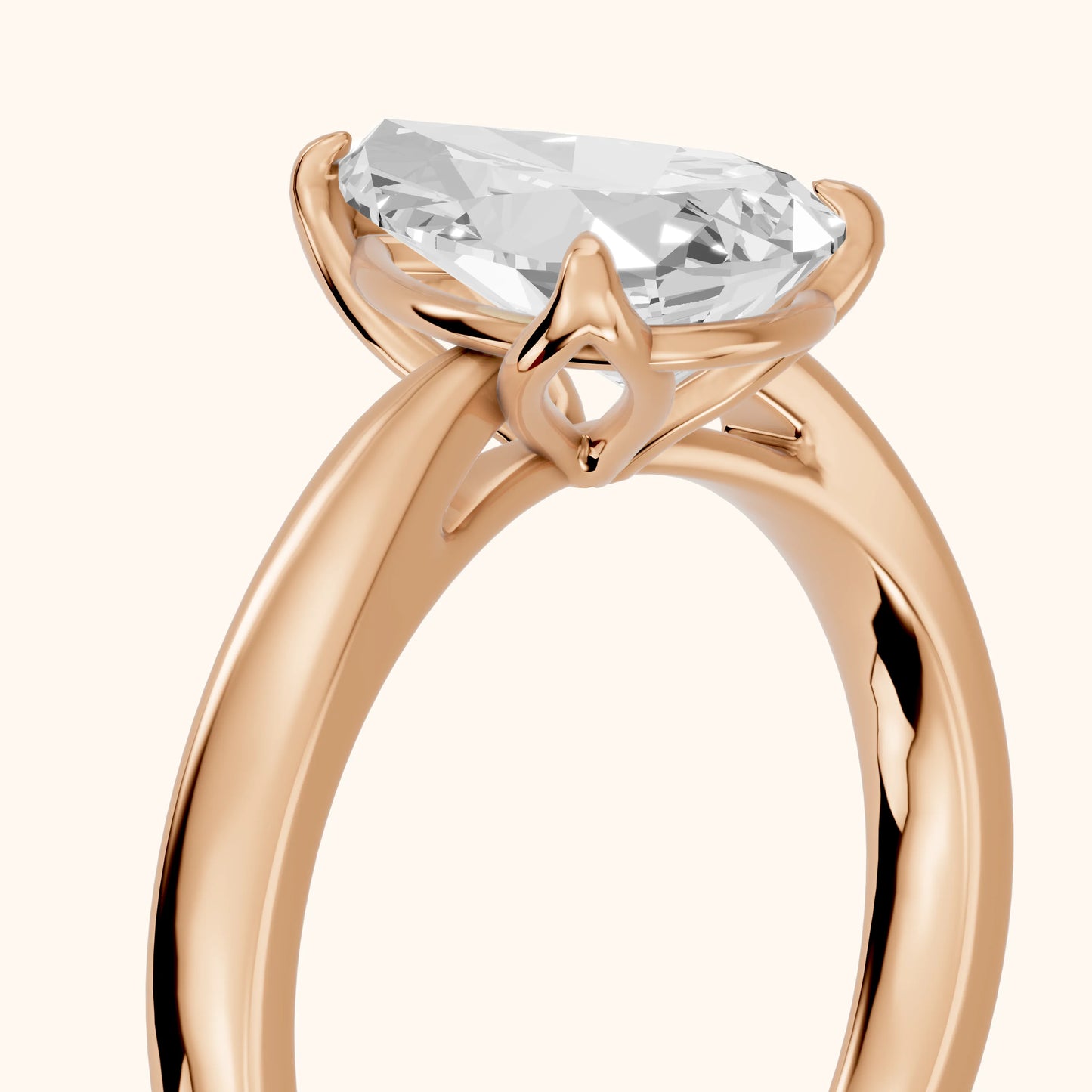 Lucia Solitaire Six-Prong Pear Diamond Engagement Ring in Rose Gold - slant-view.webp