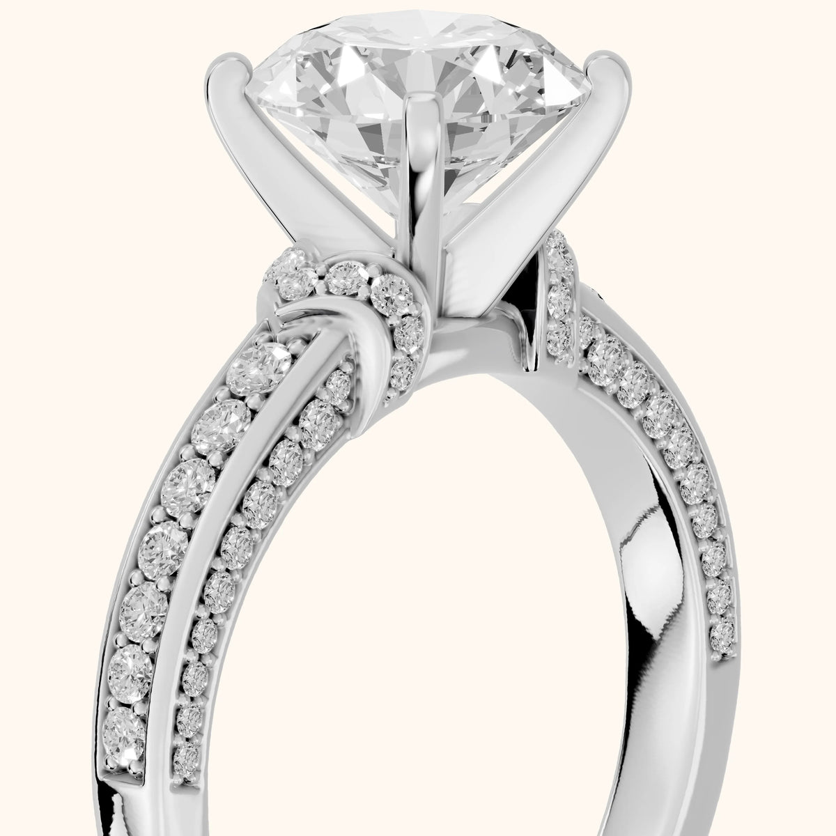 Anabelle Statement Pavé Round Diamond Engagement Ring in Silver - slant-view.webp