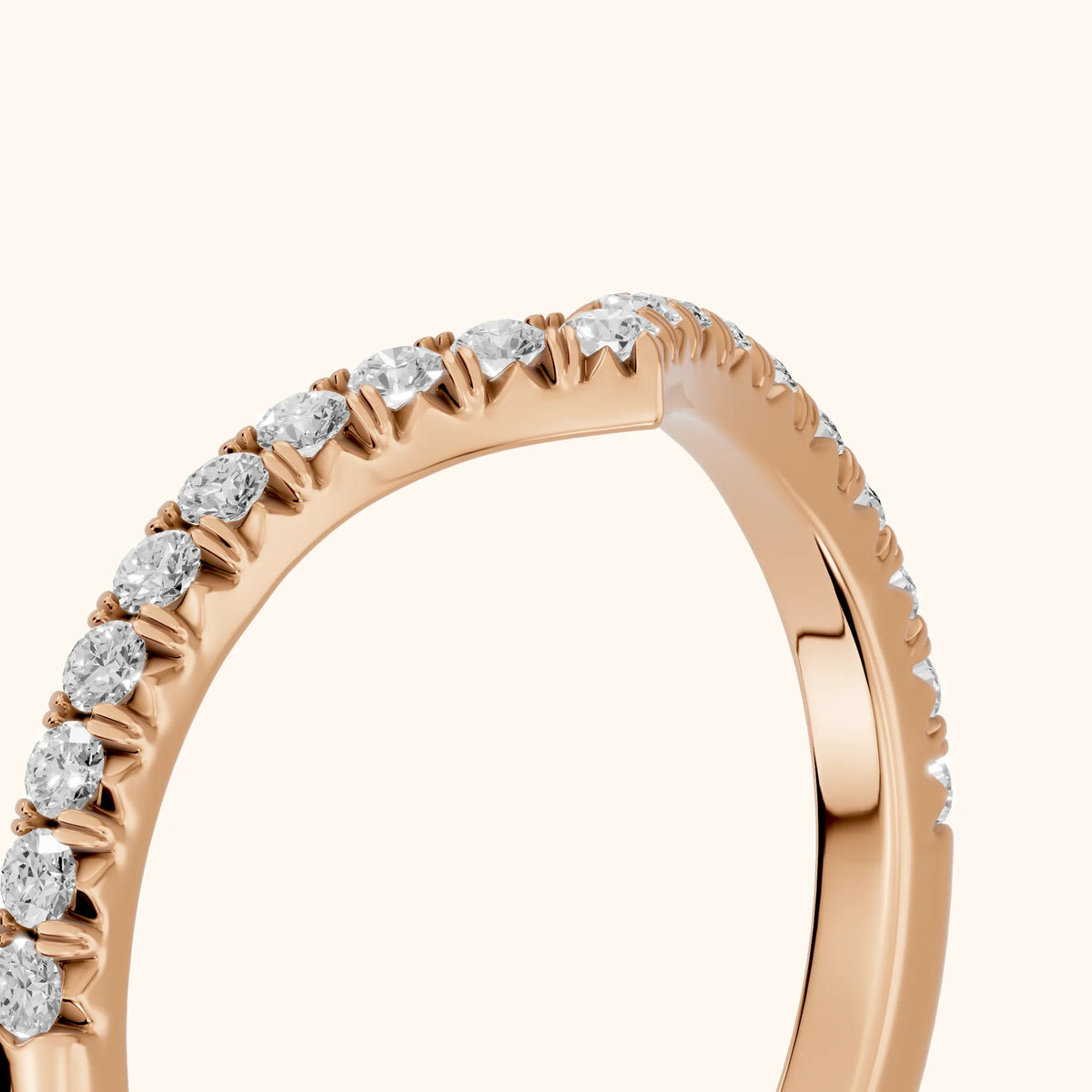 Melia Contour Pavé Round Diamond Stackable Ring in Rose Gold - slant-view