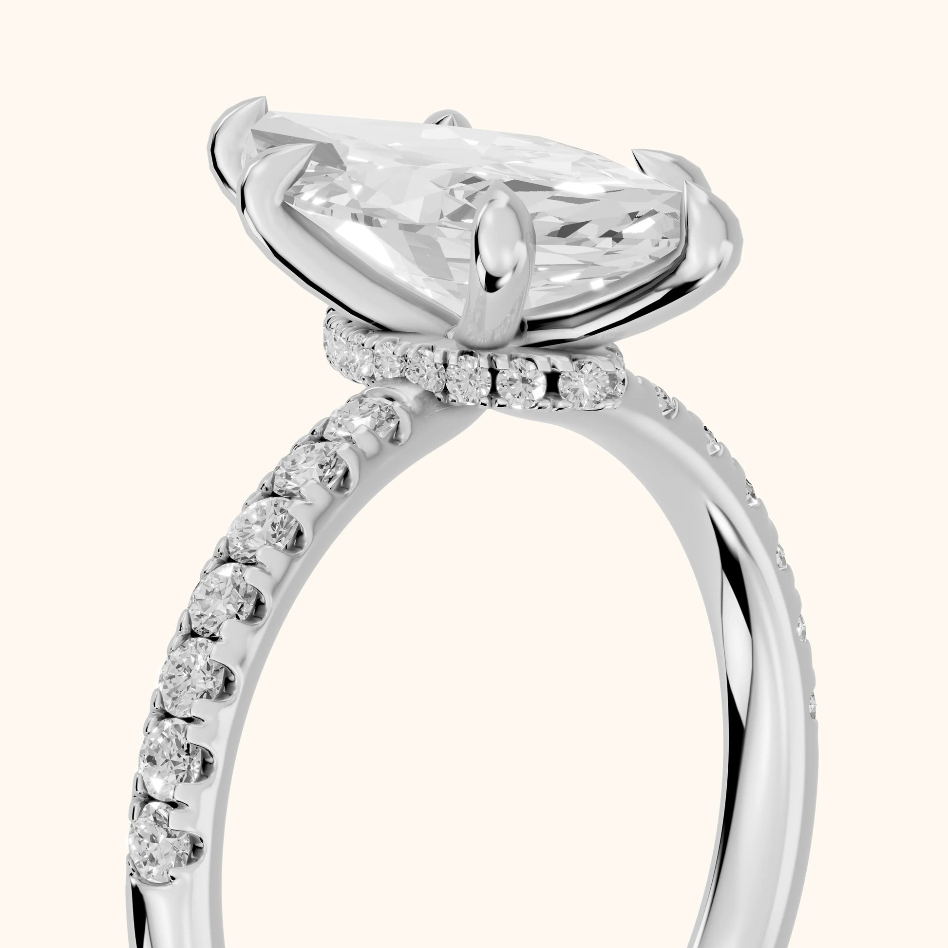 Maya Hidden Halo Pavé Marquise Diamond Engagement Ring in Platinum - slant-view.webp