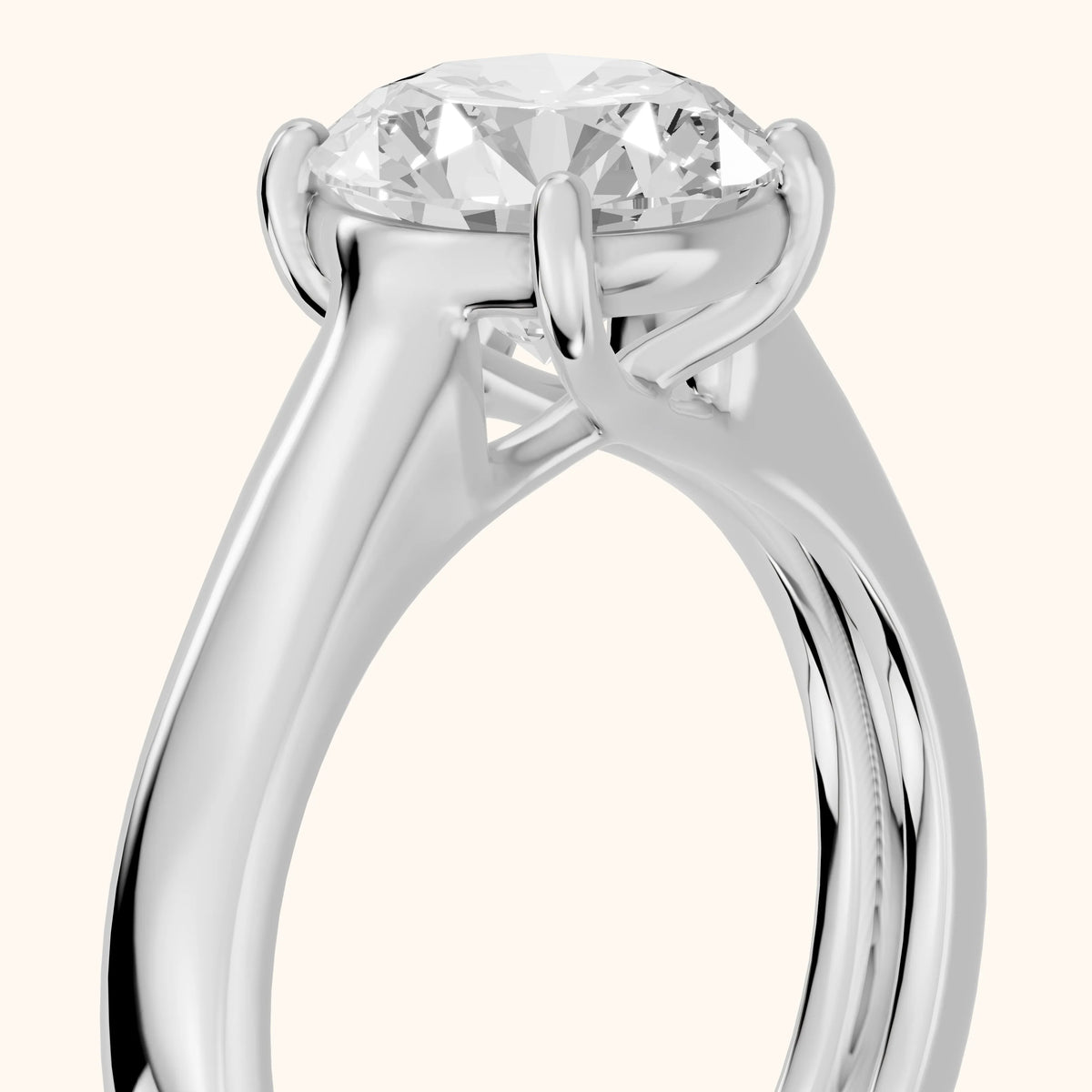 Heather Solitaire Cathedral Round Diamond Engagement Ring in Platinum - slant-view.webp