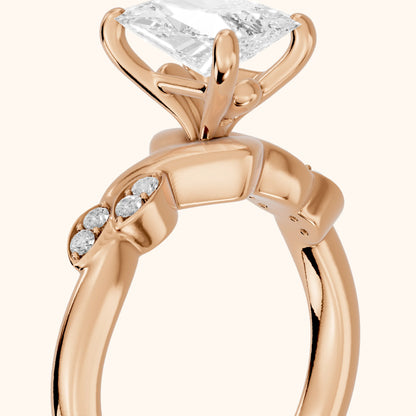 Robin Leaf Twist Radiant Diamond Engagement Ring in Rose Gold - slant-view.webp