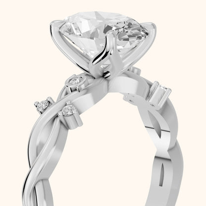 Vashon Vine Twist Oval Diamond Engagement Ring in Silver - slant-view.webp