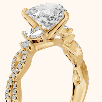 Neva Infinity Twist Heart Diamond Engagement Ring in Yellow Gold - slant-view.webp