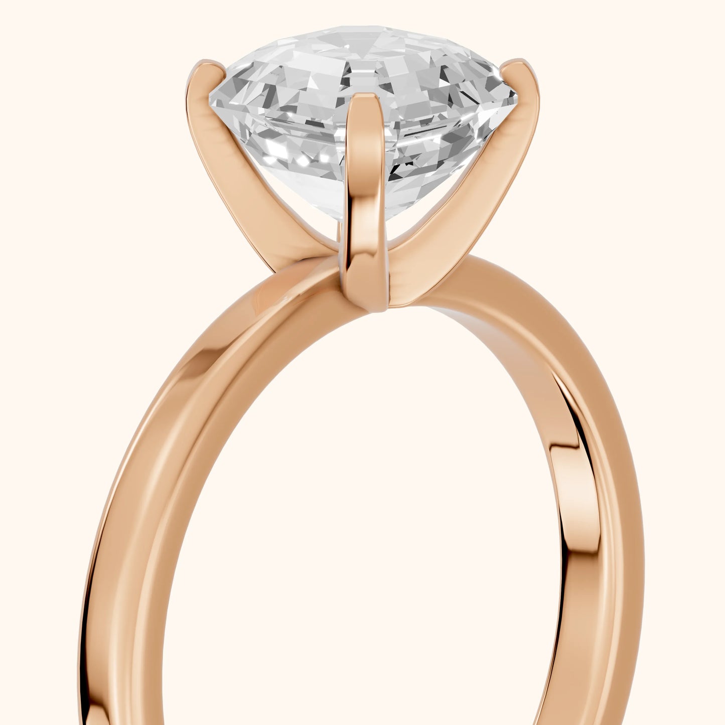 Liana Solitaire Claw Prong Asscher Diamond Engagement Ring in Rose Gold - slant-view.webp