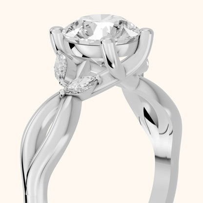 Luna Glow Twisted Round Diamond Engagement Ring in White Gold - slant-view.webp