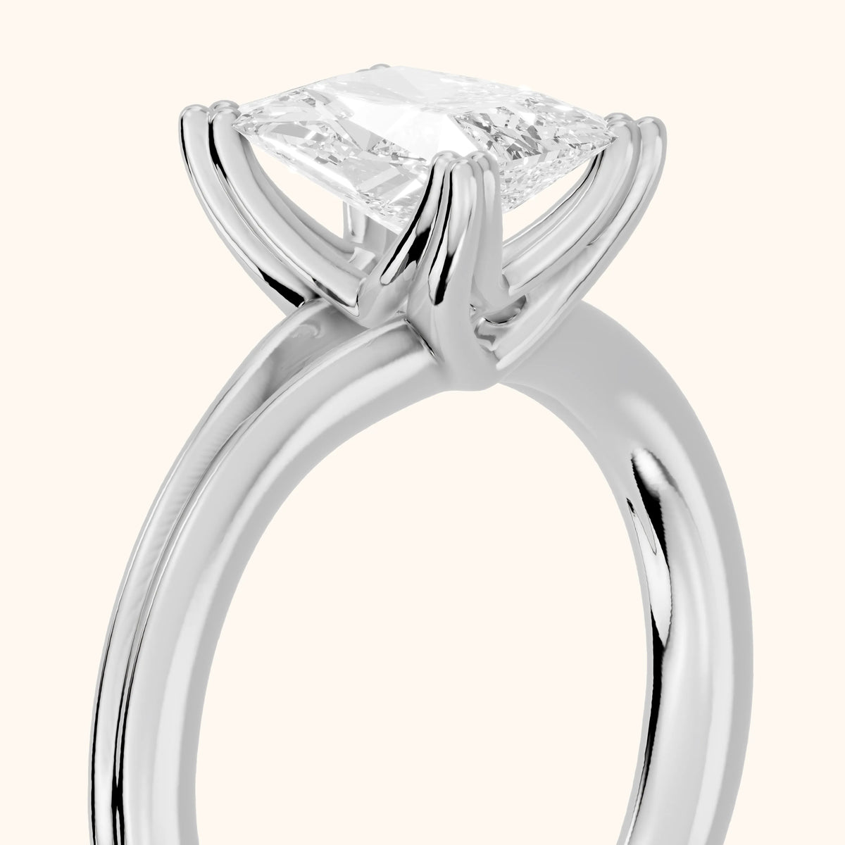 Neve Solitaire Split Shank Radiant Diamond Engagement Ring in Platinum - slant-view.webp