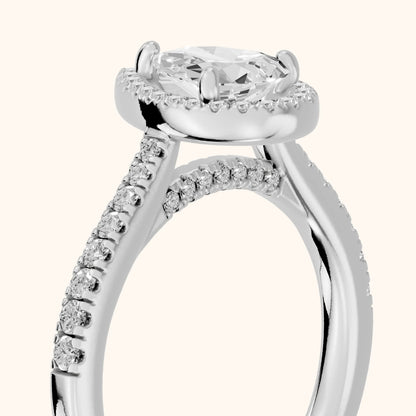 Pasco Halo Micropavé Pear Diamond Engagement Ring in Silver - slant-view.webp
