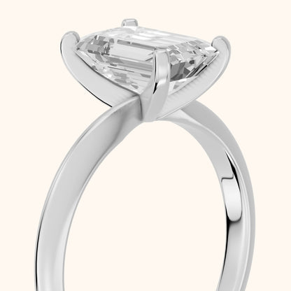 Wren Solitaire Emerald Diamond Ring in Silver - slant-view.webp