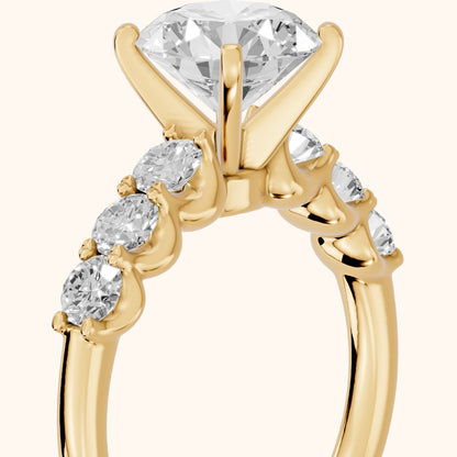 Lenora Scalloped Statement Round Diamond Engagement Ring in Yellow Gold - slant-view.webp