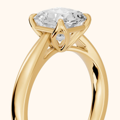 Lucia Solitaire Six-Prong Radiant Diamond Engagement Ring in Yellow Gold - slant-view.webp