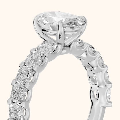 Katarina Statement Pavé Oval Diamond Engagement Ring in Silver - slant-view.webp