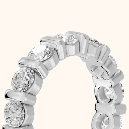Allegra Bar Set Round Diamond Eternity Band in Silver - slant-view