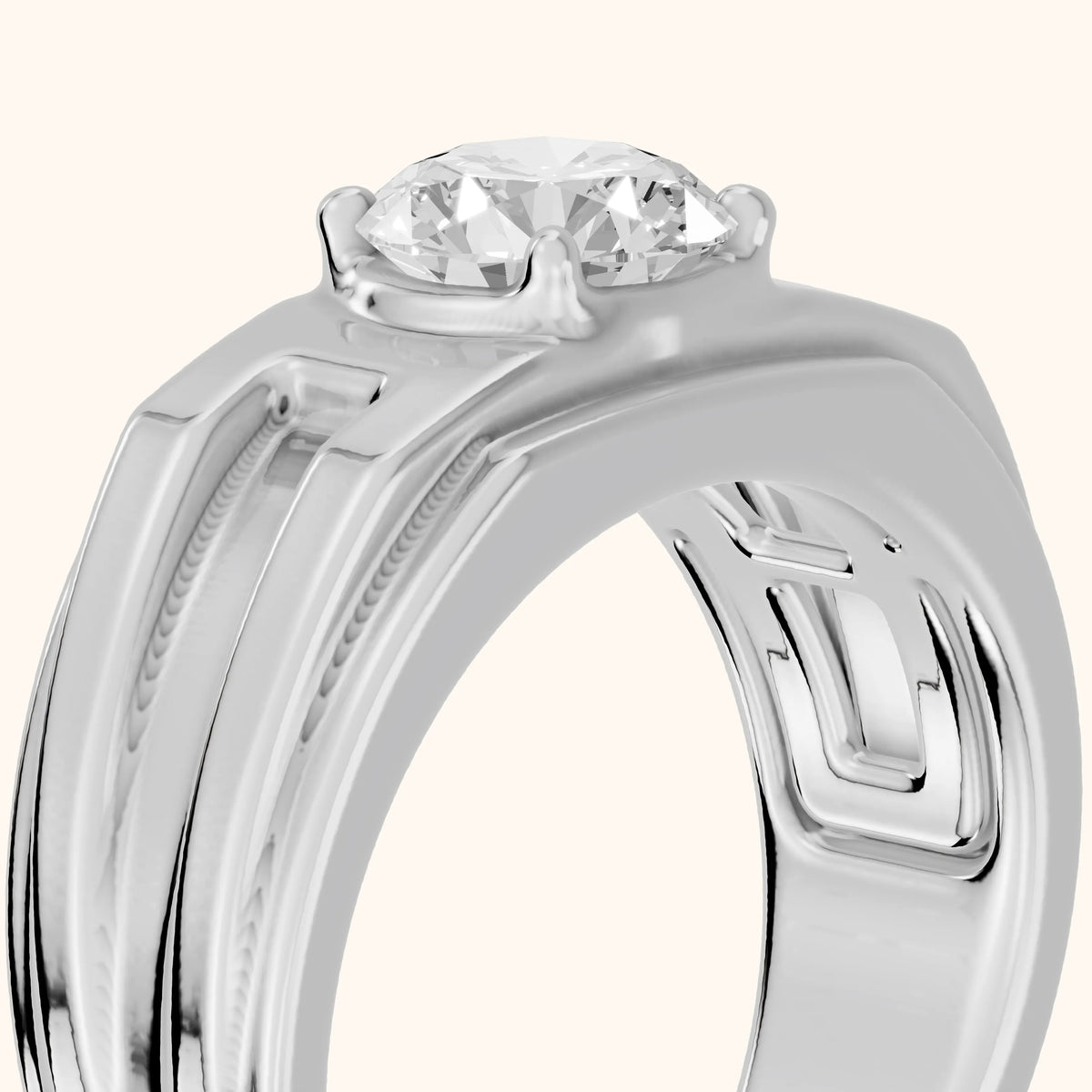 Greer Step Edge Solitaire Round Diamond Engagement Ring in White Gold - slant-view.webp