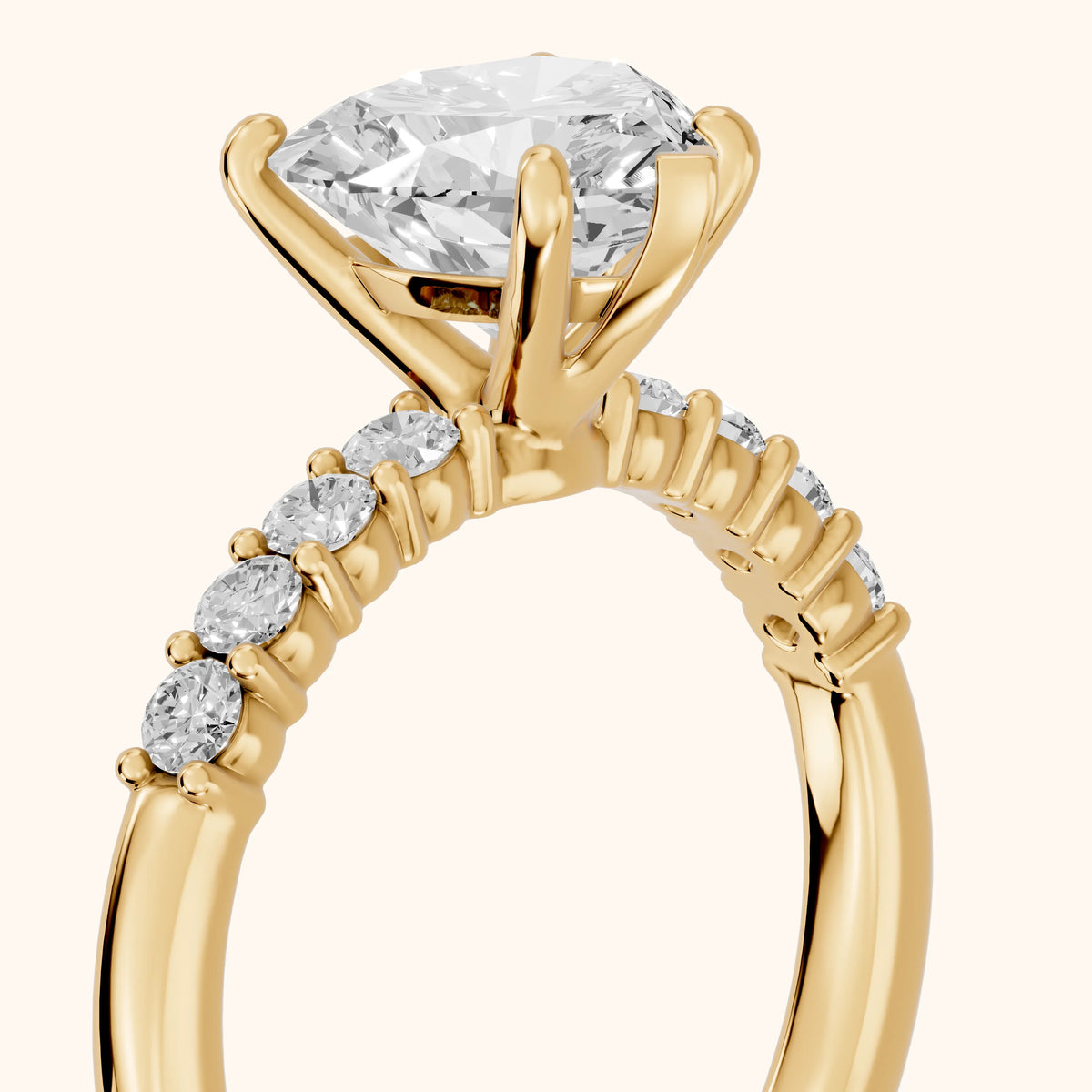 Mayfield Pavé Heart Diamond Engagement Ring in Yellow Gold - slant-view.webp