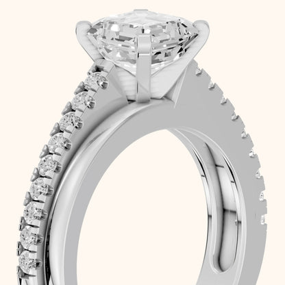 Edith Criss Cross Pavé Asscher Diamond Engagement Ring in Silver - slant-view.webp
