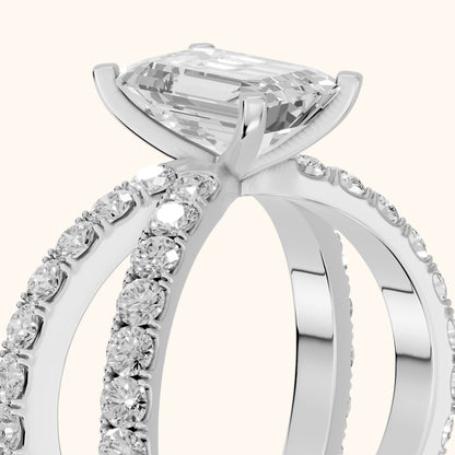 Lior Criss Cross Pavé Emerald Diamond Engagement Ring in Platinum - slant-view.webp