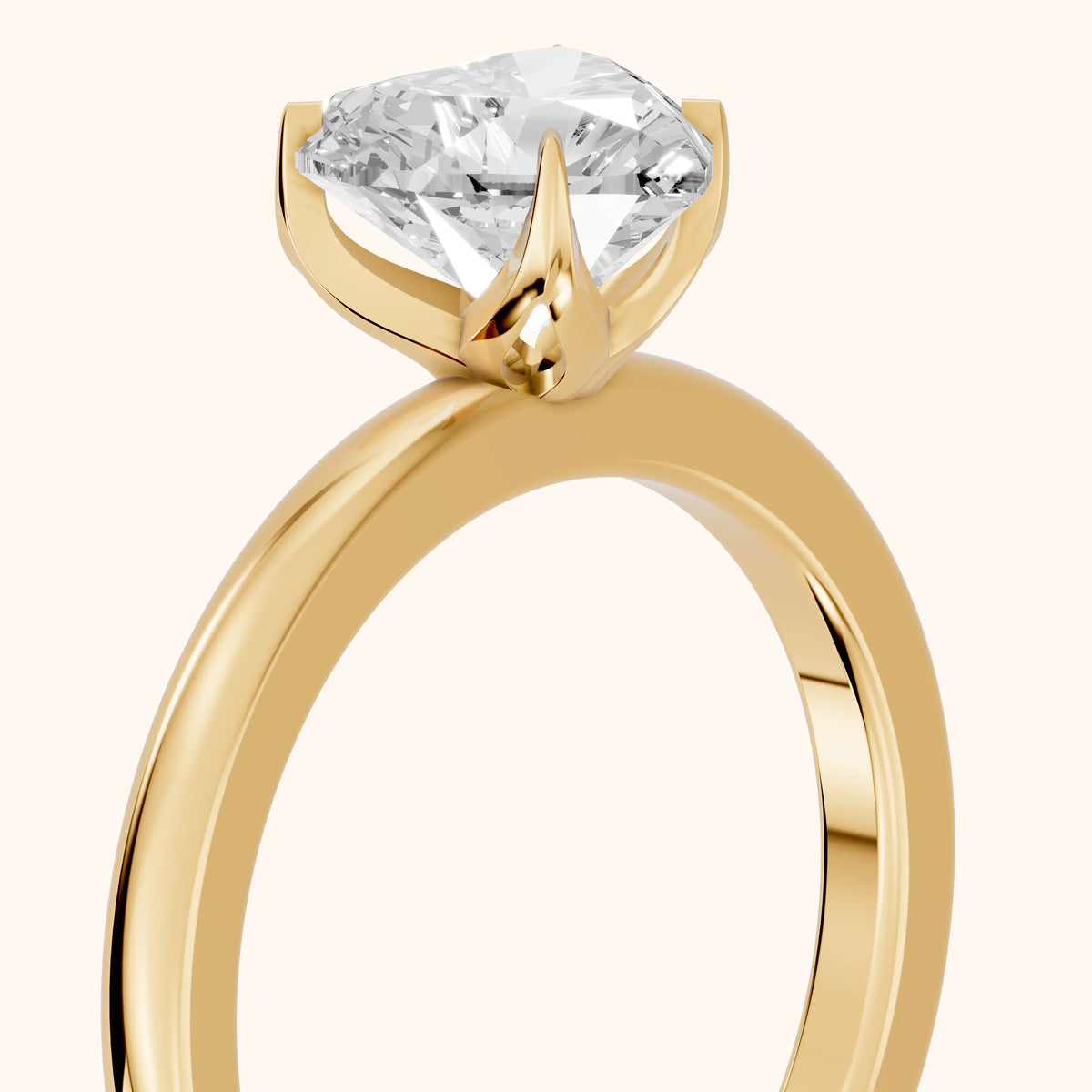 Serena Blossom Solitaire Heart Diamond Engagement Ring in Yellow Gold - slant-view.webp