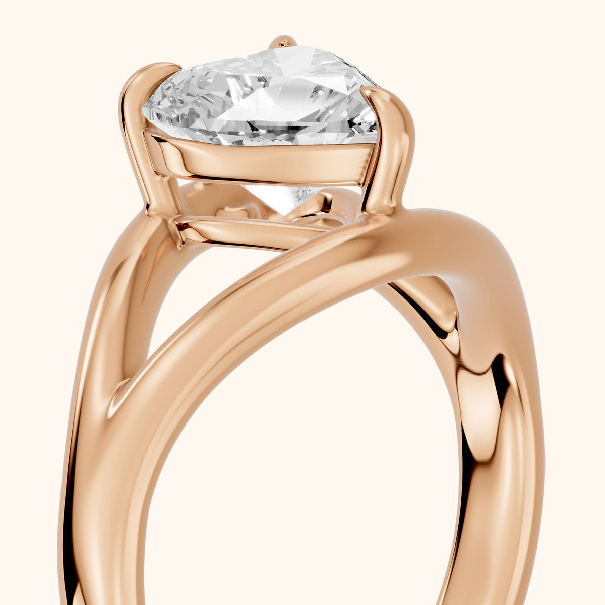 Madeleine Split Shank Heart Diamond Engagement Ring in Rose Gold - slant-view.webp
