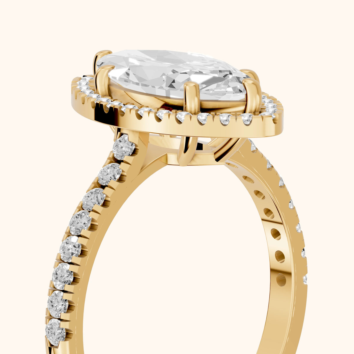 Mabel Halo French Pavé Marquise Diamond Engagement Ring in Yellow Gold - slant-view.webp