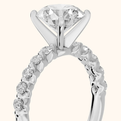 Louella Scalloped Pavé Round Diamond Engagement Ring in Silver - slant-view.webp