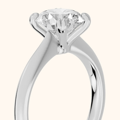 Macy Tulip Solitaire Round Diamond Engagement Ring in Silver - slant-view.webp