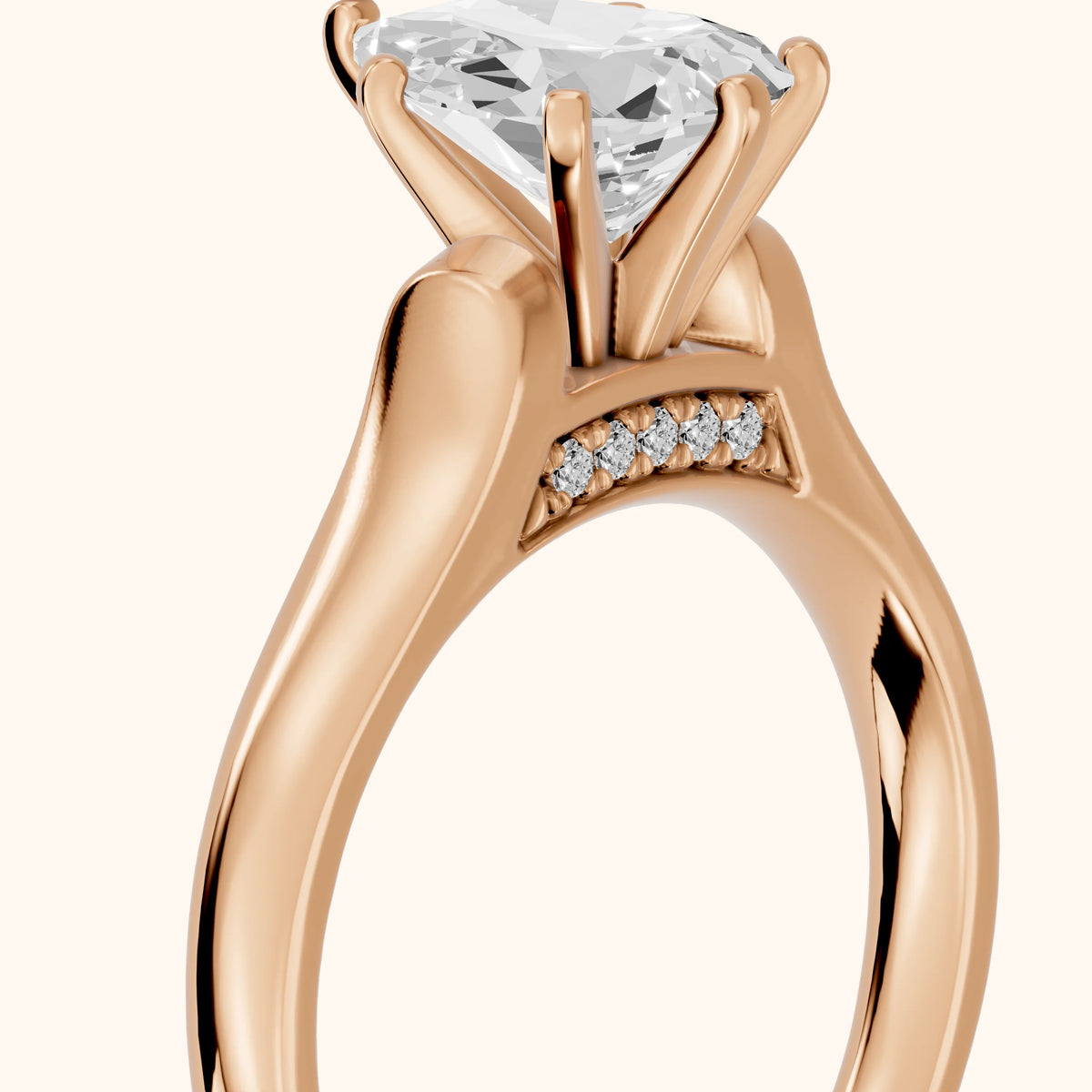 Avril Cathedral Pear Diamond Engagement Ring in Rose Gold - slant-view.webp