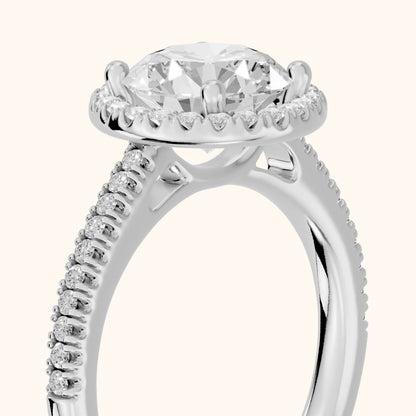 Tempe Halo Pavé Round Diamond Engagement Ring in White Gold - slant-view.webp