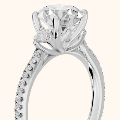 Cristina Three-Stone Pavé Round Diamond Engagement Ring in Silver - slant-view.webp