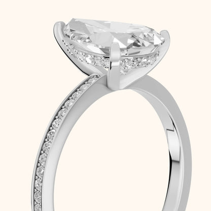 Naia Hidden Halo Pear Diamond Ring in Silver - slant-view.webp