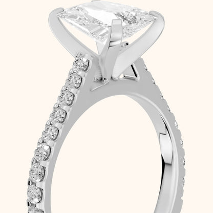 Elsa Cathedral Pavé Radiant Diamond Engagement Ring in Silver - slant-view.webp