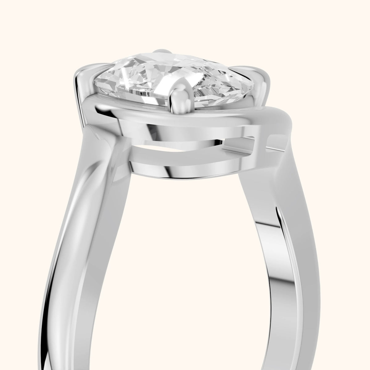 Margaux Bypass Solitaire Cushion Diamond Engagement Ring in White Gold - slant-view.webp
