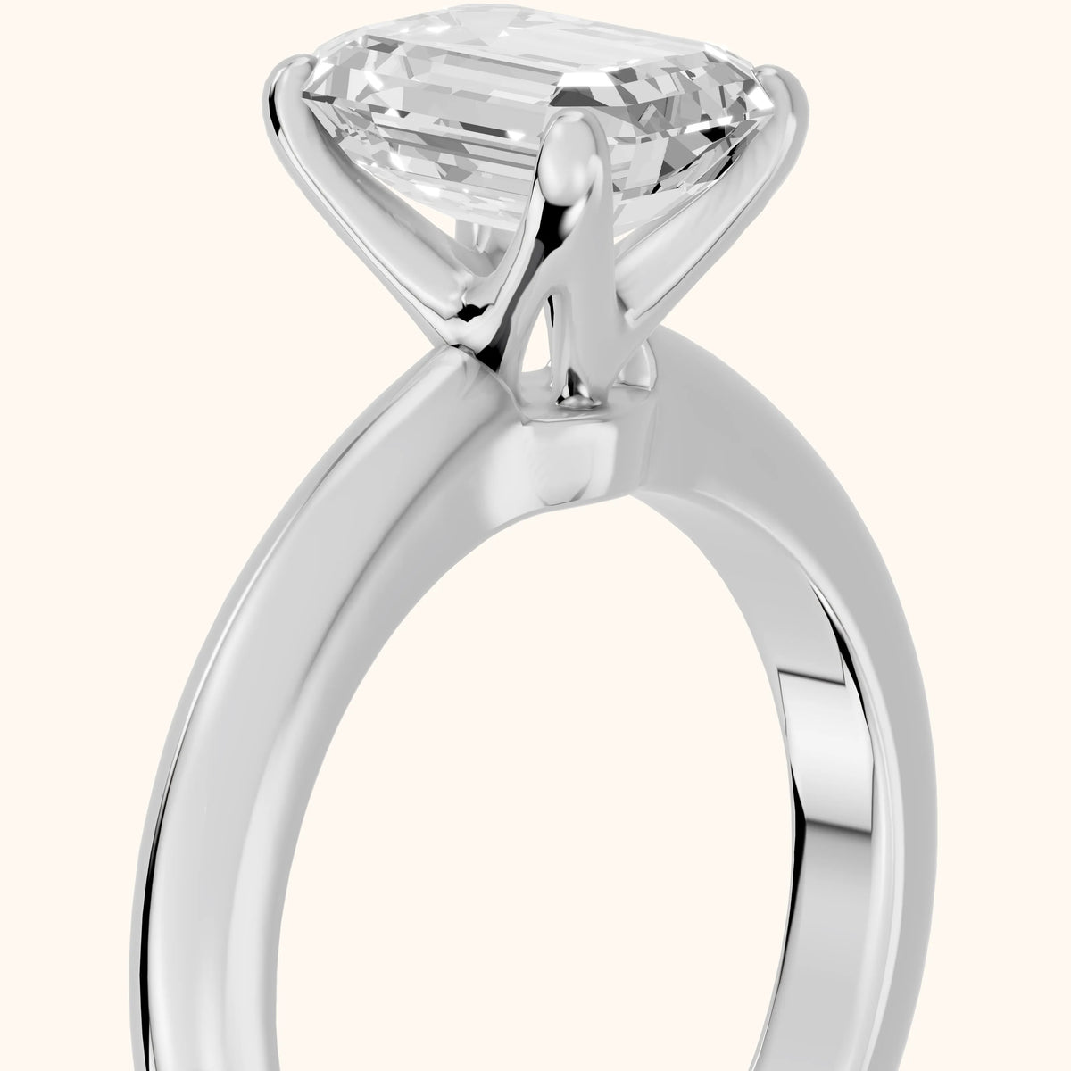 Clementine Solitaire Emerald Diamond Engagement Ring in Silver - slant-view.webp