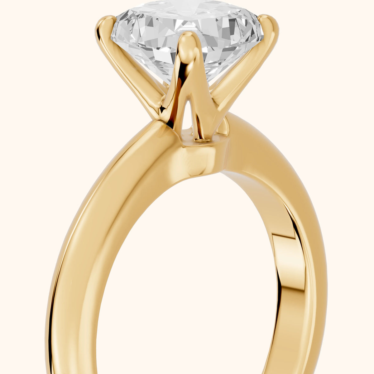 Clementine Solitaire Cushion Diamond Engagement Ring in Yellow Gold - slant-view.webp