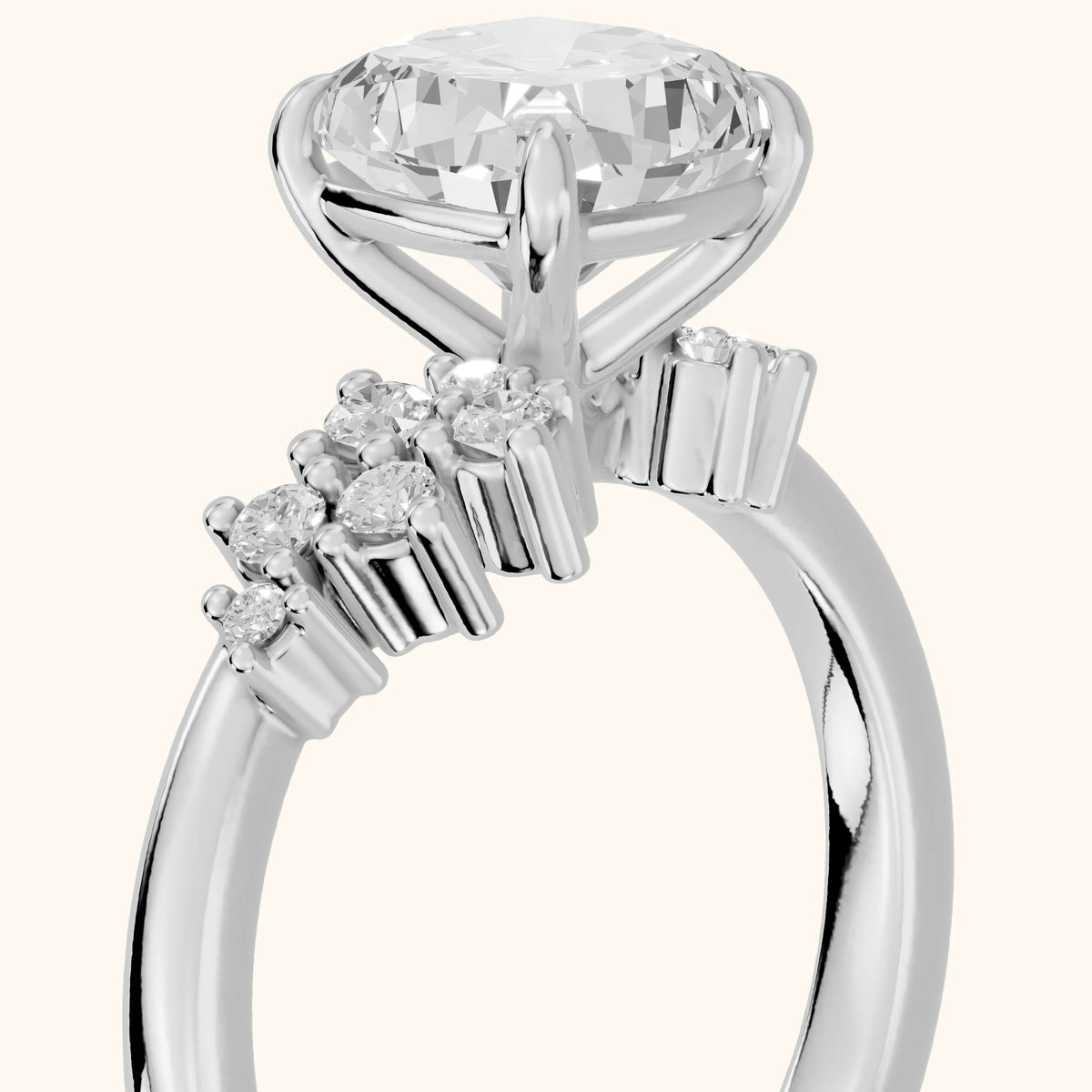 Gina Cluster Cushion Diamond Engagement Ring in White Gold - slant-view.webp