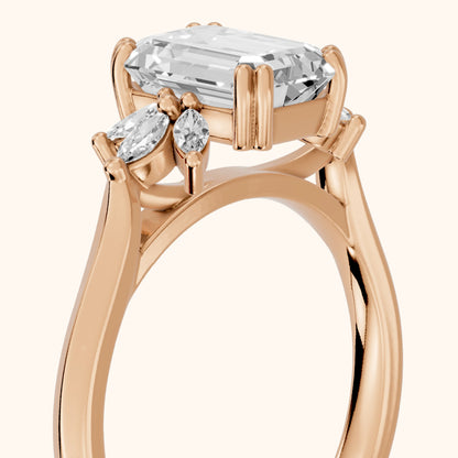 Cary Vine Cluster Emerald Diamond Engagement Ring in Rose Gold - slant-view.webp