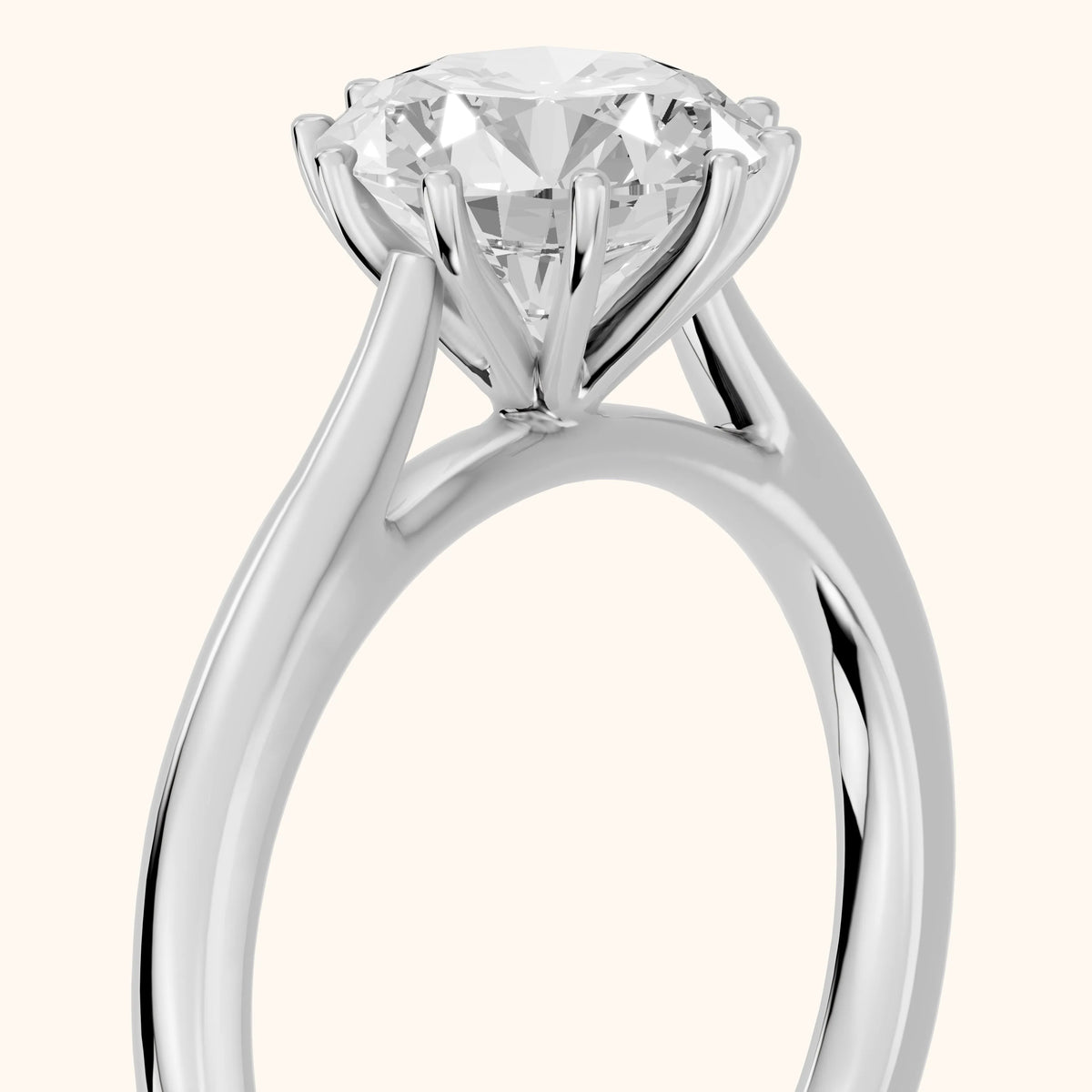 Laila Solitaire Cathedral Round Diamond Engagement Ring in White Gold - slant-view.webp