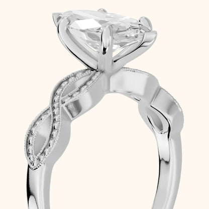 Jeanie Twist Solitaire Marquise Diamond Engagement Ring in Silver - slant-view.webp