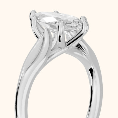 Lauretta Leaf Solitaire Marquise Diamond Engagement Ring in Silver - slant-view.webp