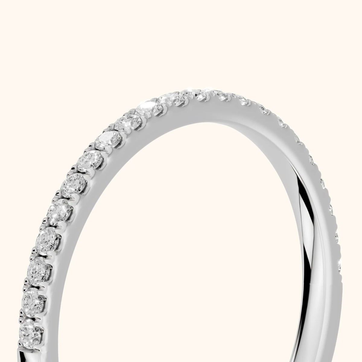 Milena Micropavé Round Diamond Half Eternity Band in Silver - slant-view