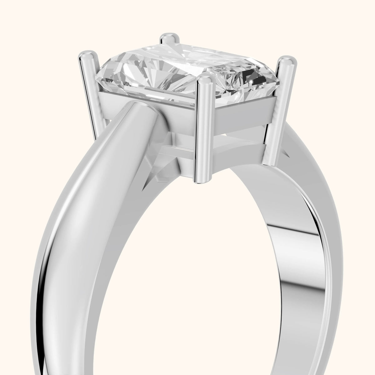 Talia Solitaire Twist Radiant Diamond Engagement Ring in Platinum - slant-view.webp
