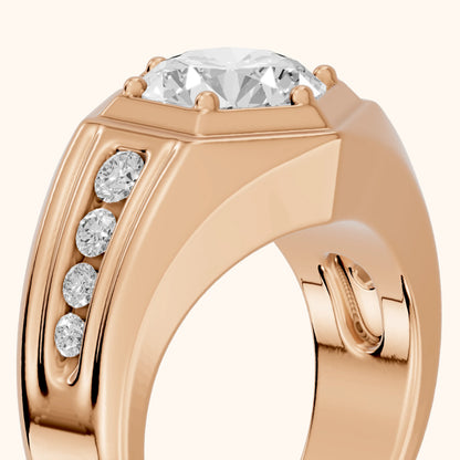 Cody Statement Channel Set Round Diamond Engagement Ring in Rose Gold - slant-view.webp