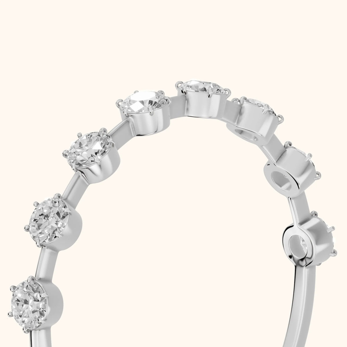 Elise Petite Round Diamond Half Eternity Band in Silver - slant-view